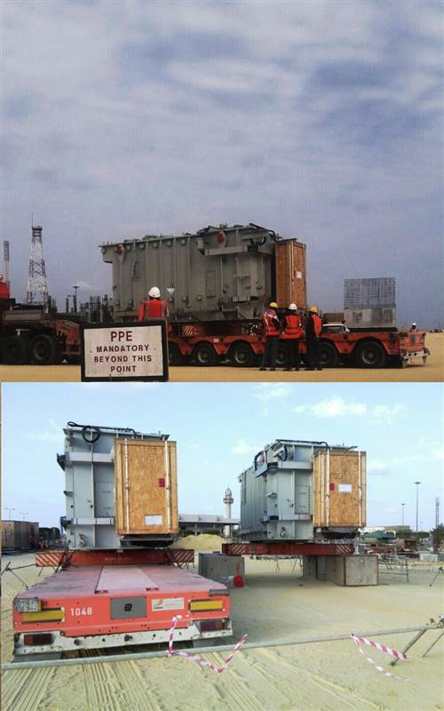 Off loading and Installation of Power transformer to foundation at JCP-2